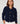 Kurze Strickjacke mit Schulterpolstern - Marineblau
